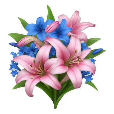 flowerbouqet with pink lilies and blue flowers sticker