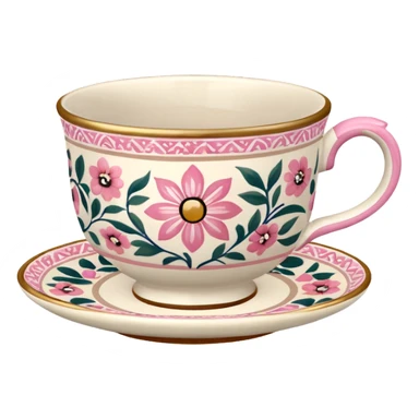 Pink white & beige Talavera teacup sticker