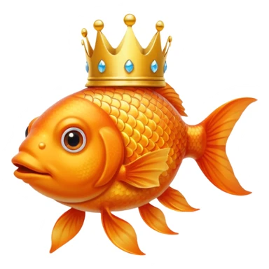 goldfish wearing a crown sticker