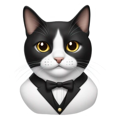 Black and white tuxedo cat with half a Hitler mustache sticker