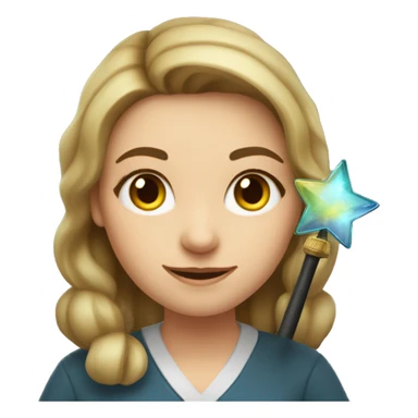 A Ukrainian female teacher holds a magic wand in her hand sticker