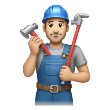 plumber with tools and pipe  sticker