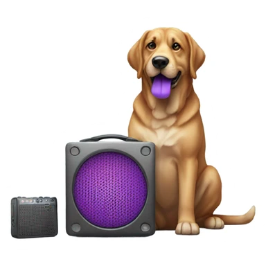 Big dog eating small purple speaker sticker