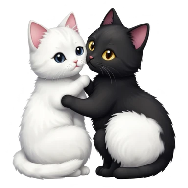 Black cat kissing a white cat  sticker