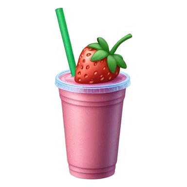 A strawberry blueberries smoothie with a green straw in a plastic cup sticker
