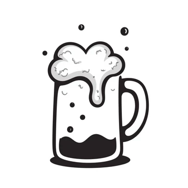 A hand-drawn beer mug with foam and bubbles sticker