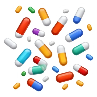 Medicine pills and capsules floating or flying in the air sticker