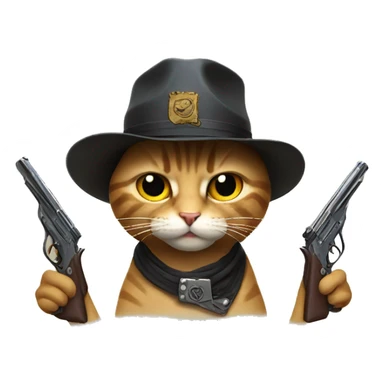 strange cat with guns and a hat sticker