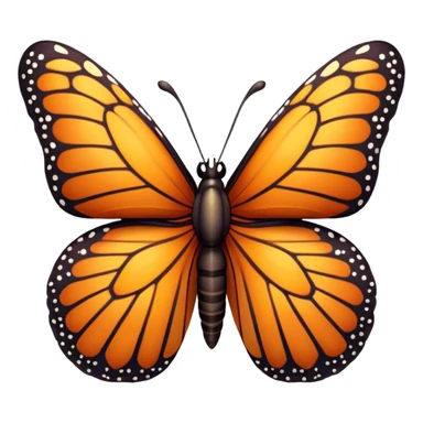 Cinematic Realistic Cute monarch Butterfly Portrait Emoji, Head tilted playfully and inquisitively, featuring vibrantly patterned ruby wings with intricate detailing and a charming, petite body with round, sparkling eyes full of warm curiosity, rendered with lifelike precision and natural highlights, high shine, affectionate and spirited, styled with a touch of whimsical garden delight, soft glowing outline, capturing the essence of a mischievous yet lovable monarch butterfly that seems poised to flutter playfully into your arms! sticker