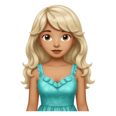 latina lady in a cute dress with bleached and brown wavy hair with bangs sticker