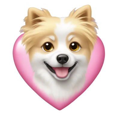 White and blonde spots spitz in a pink heart sticker