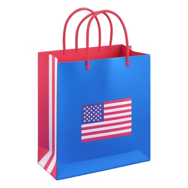 shopping bag with USA flag pattern sticker