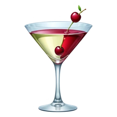 martini glass with burgundy cherry decoration sticker