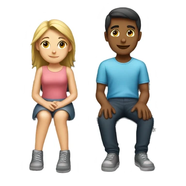 A boy and a girl sitting on a bench  sticker