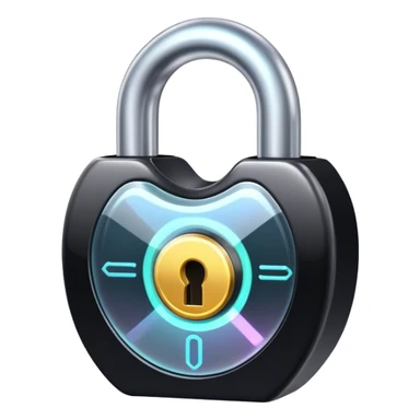 Holographic and glassmorphic black lock sticker