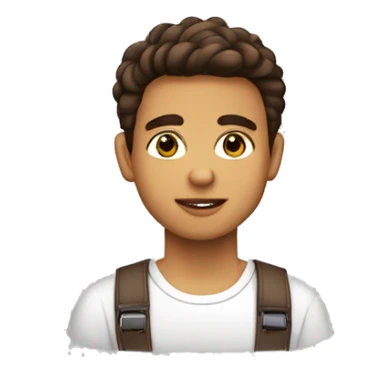 Chico adolescente flaco, alto, pelo liso corto castaño, ojos marrones, de piel blanca sticker