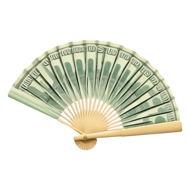 A hand-held money fan used for cooling off, crafted entirely from banknotes sticker