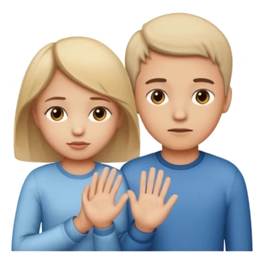 Apple iOS emoji style.
A couple holding hands, boy and girl.
The girl shows a slightly uneasy, hiding expression.
A second boy appears faintly behind her, slightly blurred or partially cropped, implying secrecy.
Clean emoji proportions, soft highlights, neutral background removed.
 sticker