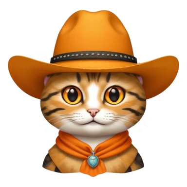 tabby cat with a wide-brimmed cowboy hat sticker
