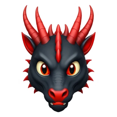 Un dragon noir aux yeux rouges et noir, puis des grandes cornes d'obsidiennes, style anime sticker