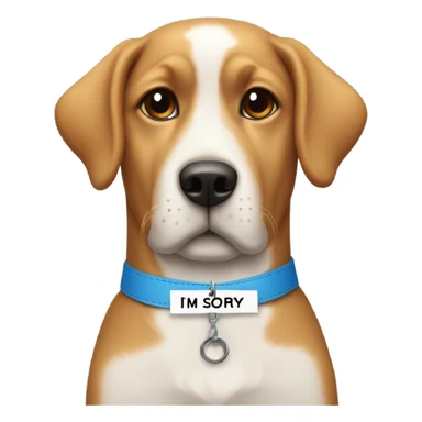 Dog with “I’m sorry” sign sticker