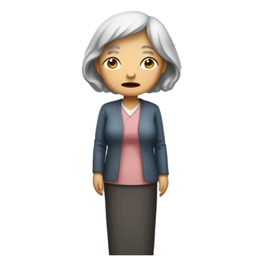 old sad asian lady standing upfront whole sticker