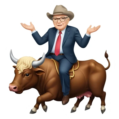 Warren Buffet riding bull sticker