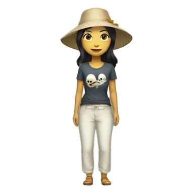 Vietnamese woman wearing a savannah ghost pirates shirt and pants standing sticker