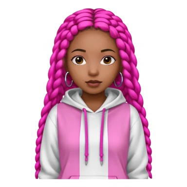 black girl with beats  white hoodie with hot pink shirt with box braids sticker