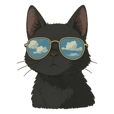 black cat wearing mirrored sunglasses sticker
