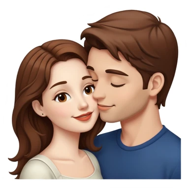 white skin couple with brown hair kissing sticker