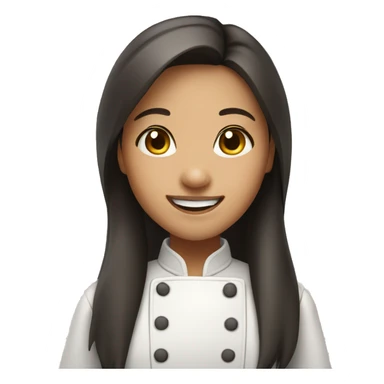 happy asian girl chef long hair brown skin dark hair sticker