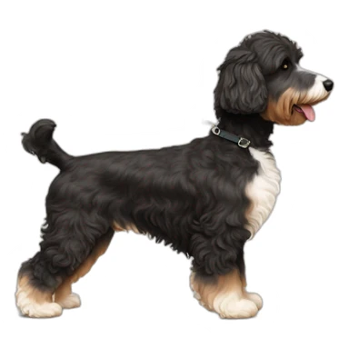 side profile of aussiedoodle on a leash going for a walk sticker