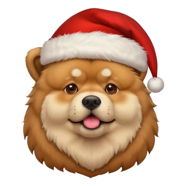A chow chow dog wearing a santa hat sticker