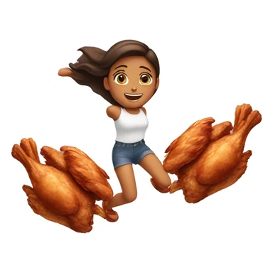 a girl flying with two bbq chicken wings on her back sticker