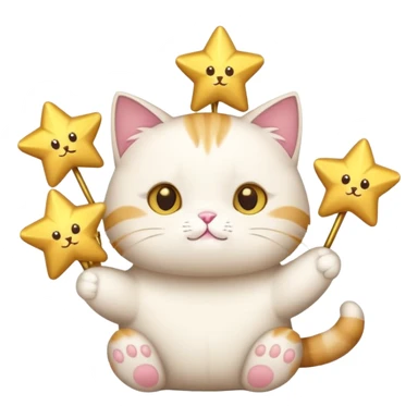 Cat holding 5 stars  sticker