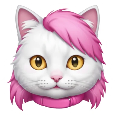White cat with pink hair tie on the head  sticker