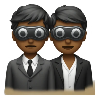 boys in a viewfinder scene and they are both blindfolded sticker