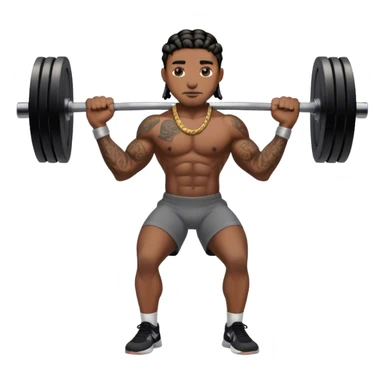 Buff black man with short braids and tattoos lifting weights sticker