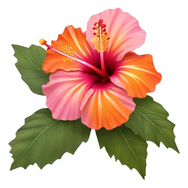 pink and orange hibiscus  sticker