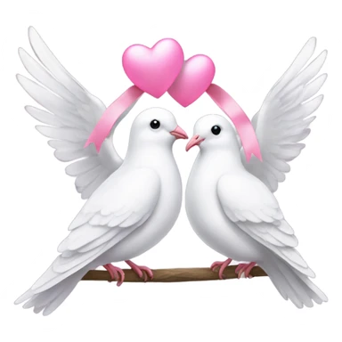 White love birds doves pink bows sticker