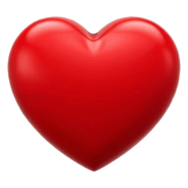 Un icono 3D de un corazón rojo brillante, estilo minimalista y moderno, textura suave y plástica (estilo claymorphism), iluminación de estudio con reflejos suaves, renderizado hiperrealista en alta resolución (8k), sobre un fondo de color sólido y contrastante sticker
