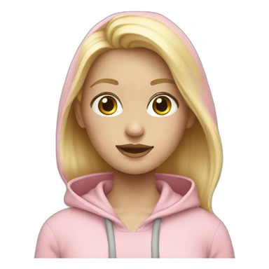 Girl with a white skin and blond hair and pastel pink hoodie  sticker