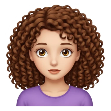 Girl with brown curly hair and long lash extensions sticker