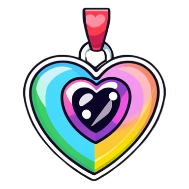 heart shaped mystic topaz holographic charm with rainbow sparkles sticker