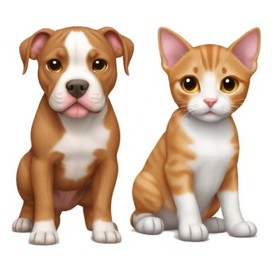 Light brown pitbull and orange and white kitten sticker