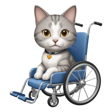 disabled grey and white cat in pet wheelchair sticker