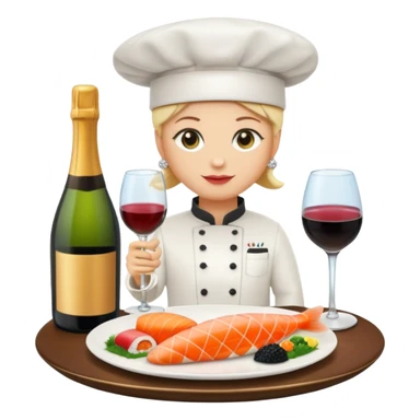 Set of 10 emojis for a luxury catering, food , wines and sparkling, chef, waiter sticker