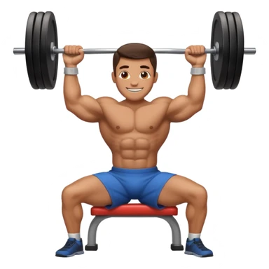 A man bench pressing in apple style emoji sticker