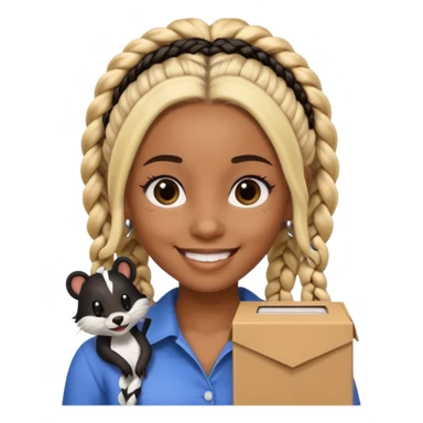 A brown skin woman with skunk type braids (blonde and black box braids)  sticker
